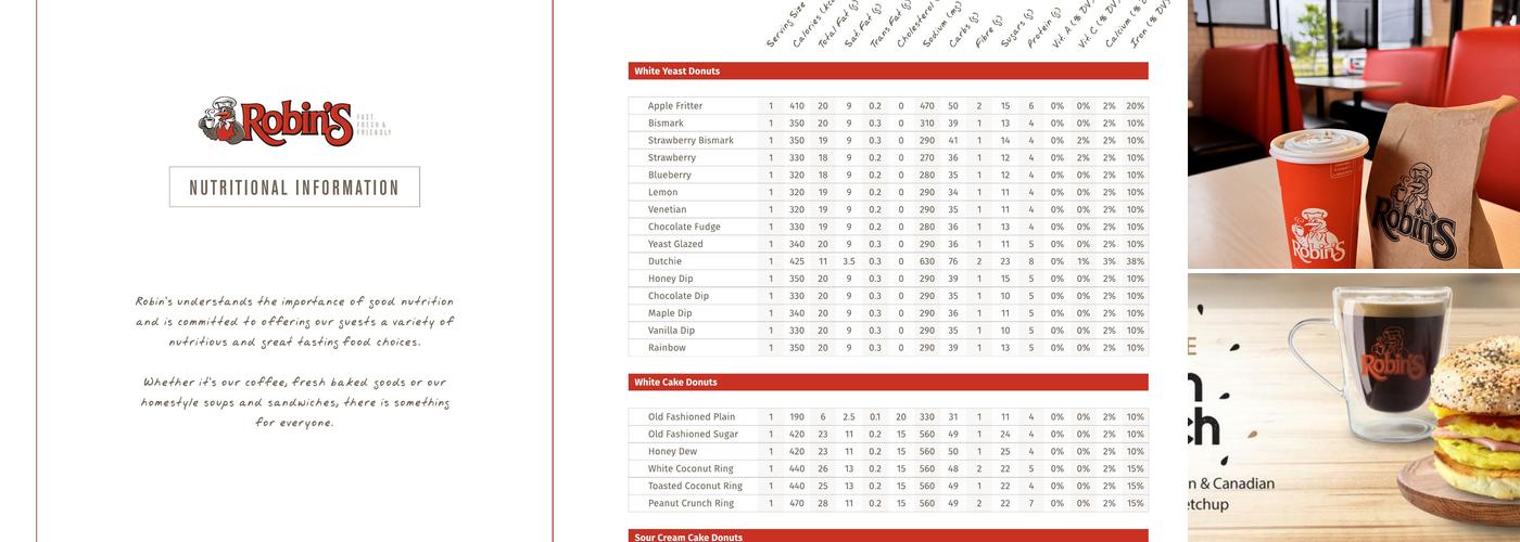 Robins Donuts Menu