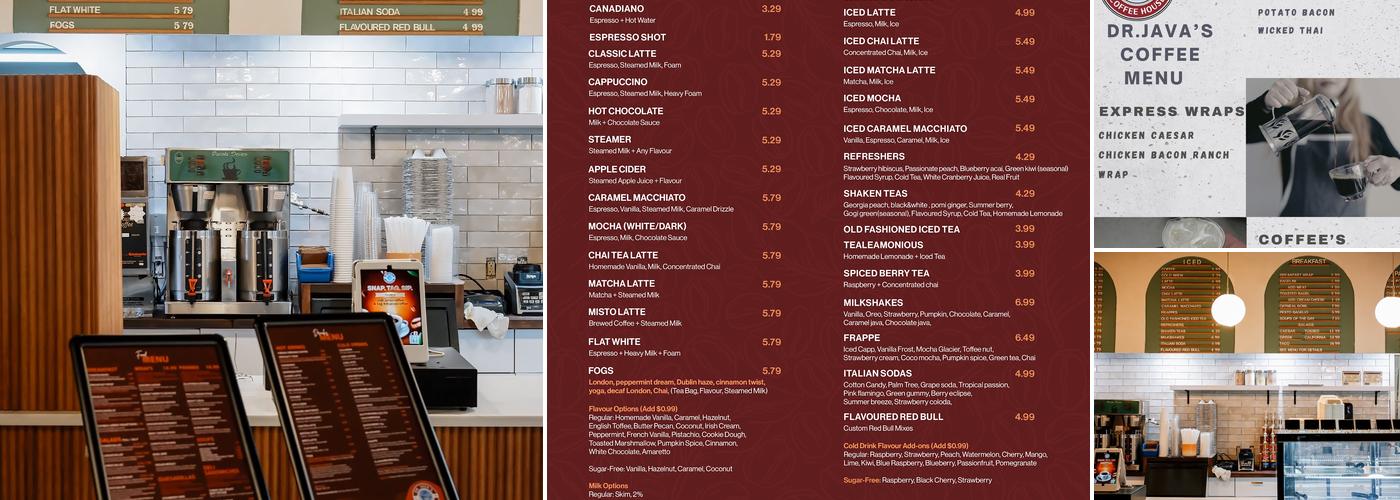 Dr. Java's Coffee House Menu