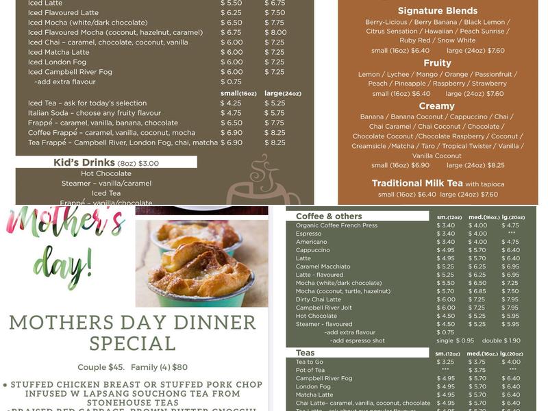 Stonehouse Teas Menu