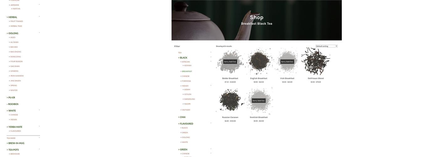 Tea Centre Menu