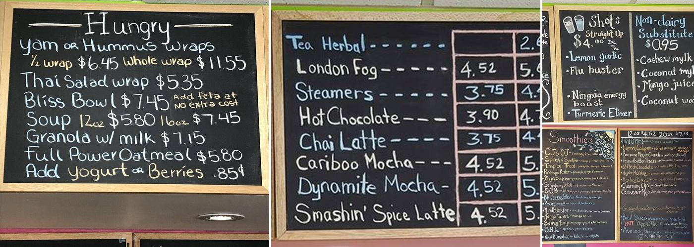 Smashin' Smoothies Menu