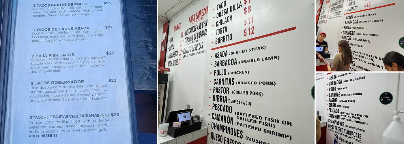Gus Tacos Menu