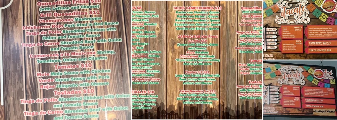Itacate Menu