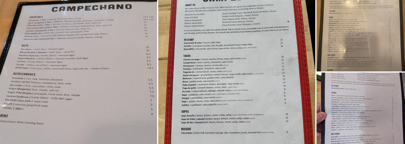 Campechano Adelaide Menu