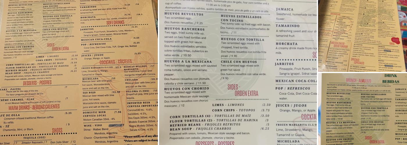 El Trompo Menu