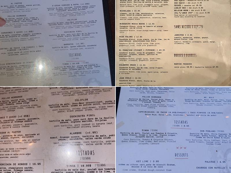 Escondite Union Menu