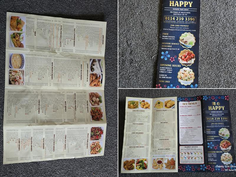 Happy Chinese Takeaway Menu