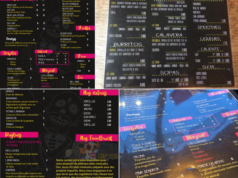 Calaveras Menu