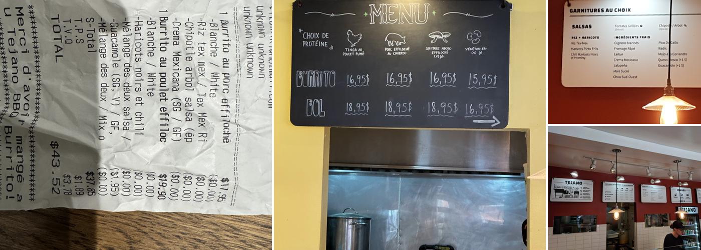 Tejano BBQ burrito Menu