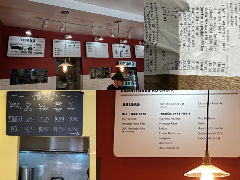 Tejano BBQ burrito Menu