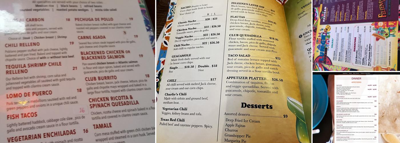 Feleena's Menu