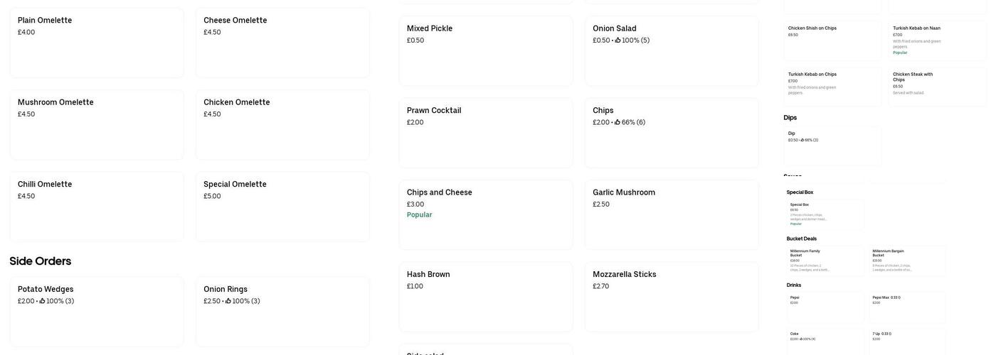 Millenium Spices Menu