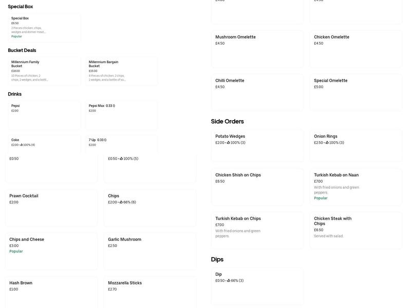 Millenium Spices Menu