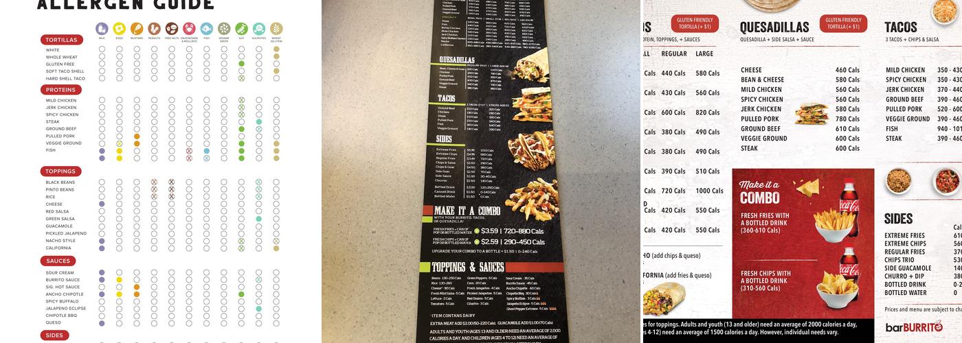 barBURRITO Menu