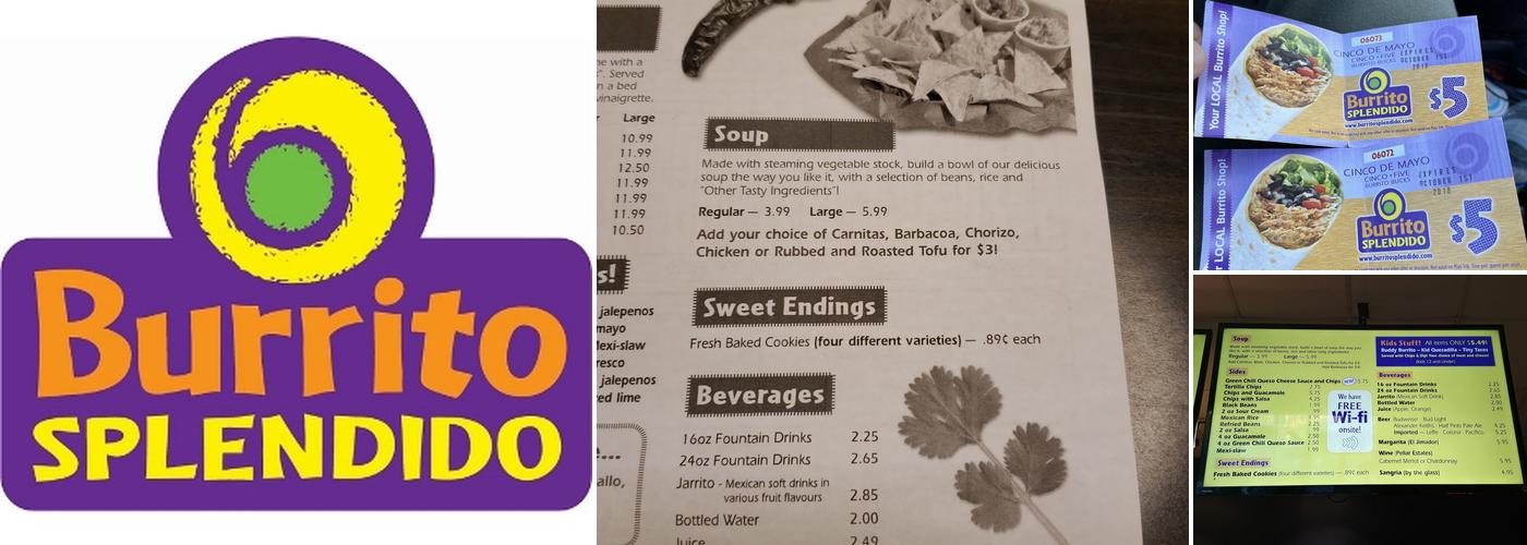 Burrito Splendido Menu