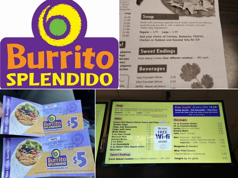 Burrito Splendido Menu