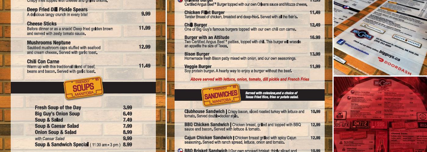 Big Guy's Ranch & Saloon Menu