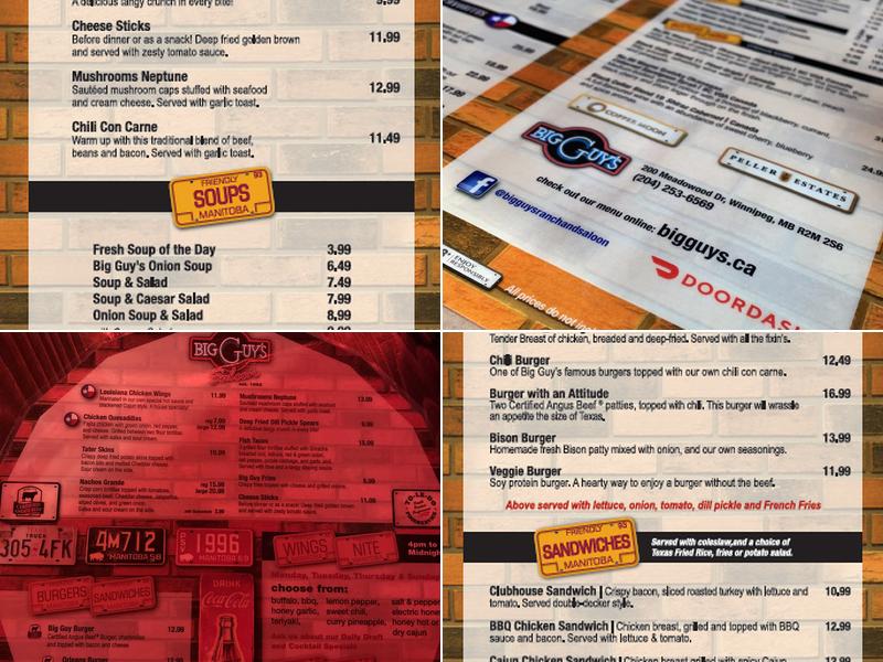 Big Guy's Ranch & Saloon Menu
