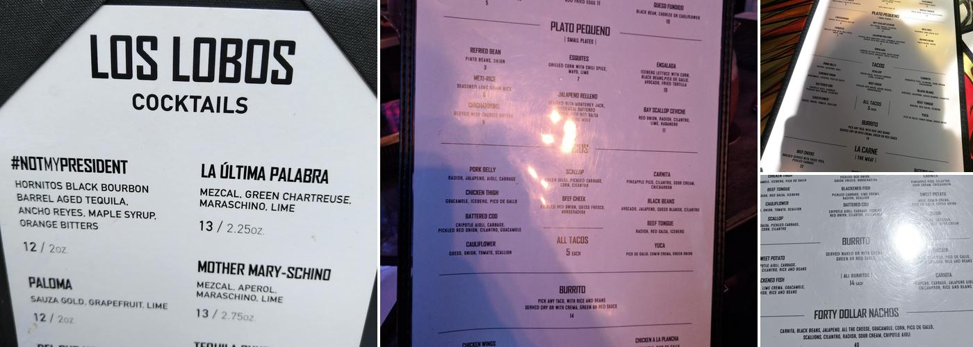 Los Lobos Menu
