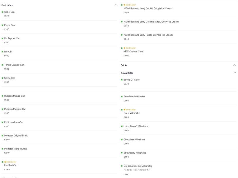 Oregano Pizza And Kebab Menu