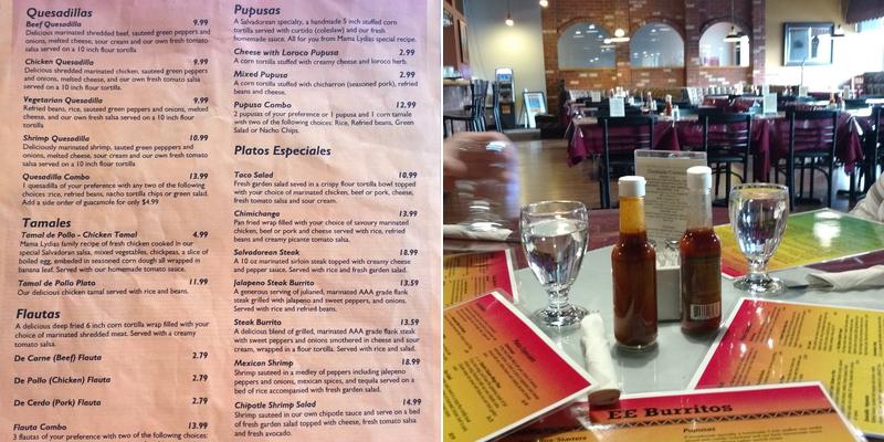 EE Burritos Restaurant Menu