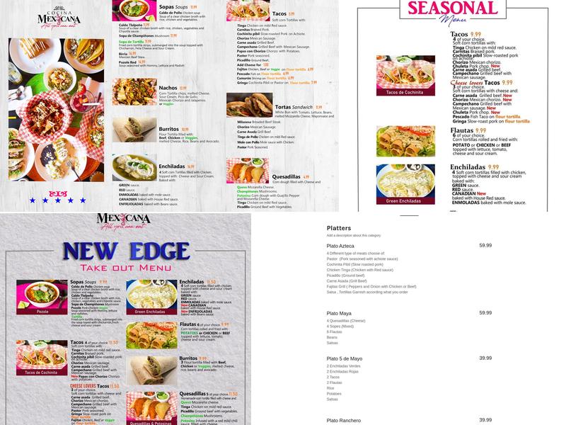 Cocina Mexicana Menu
