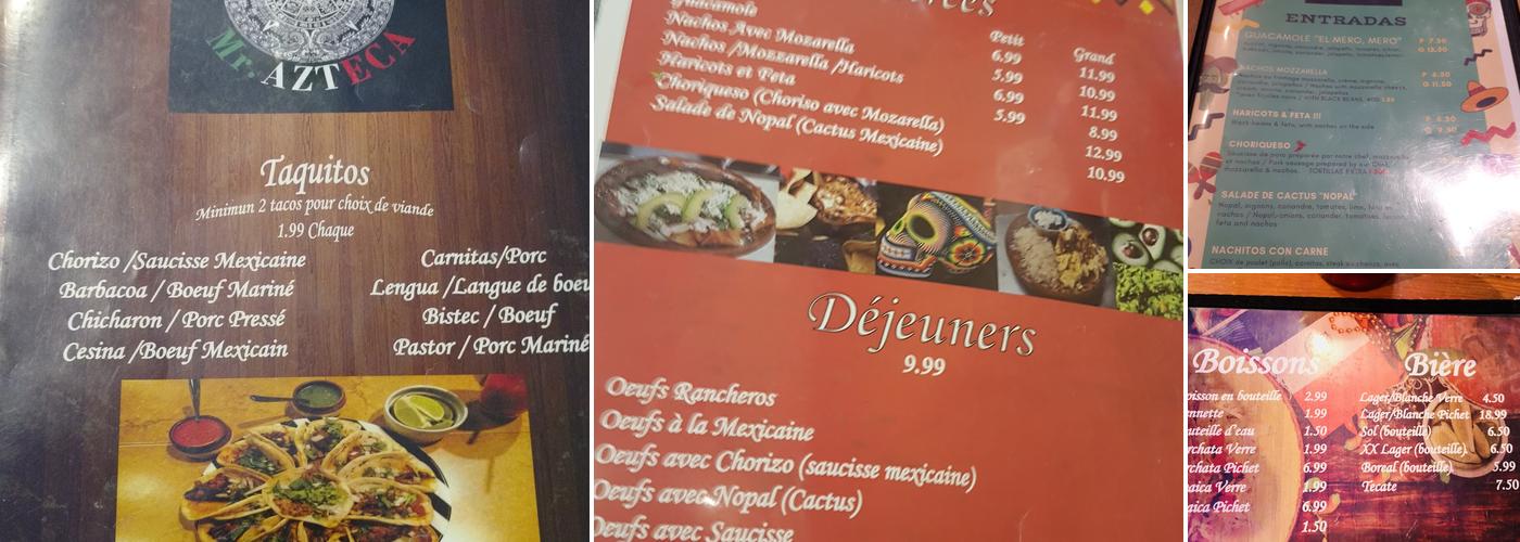 Mr. Azteca Menu