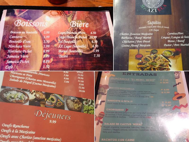 Mr. Azteca Menu