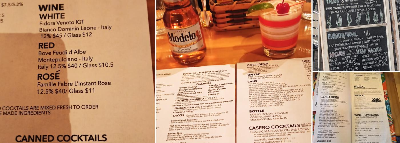 Casero Kitchen Table Menu