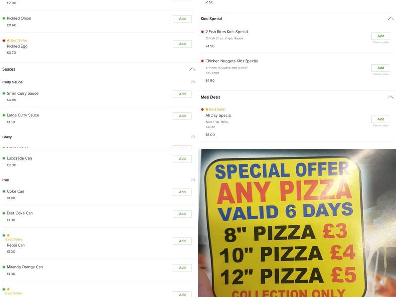 Kirby’s Fish Bar Menu