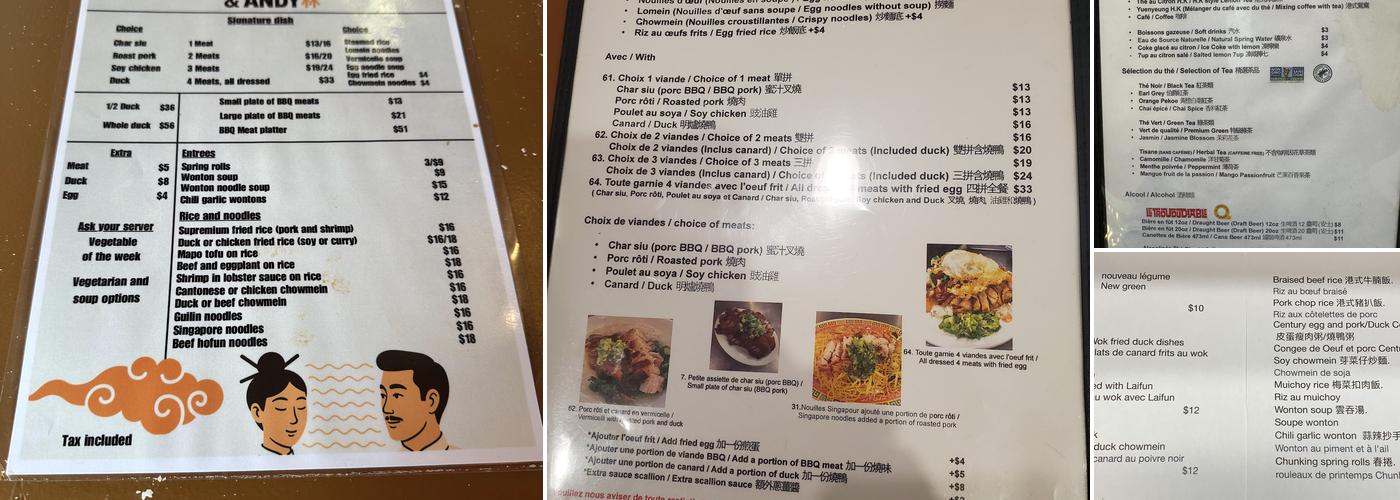 Restaurant Dobe & Andy Menu