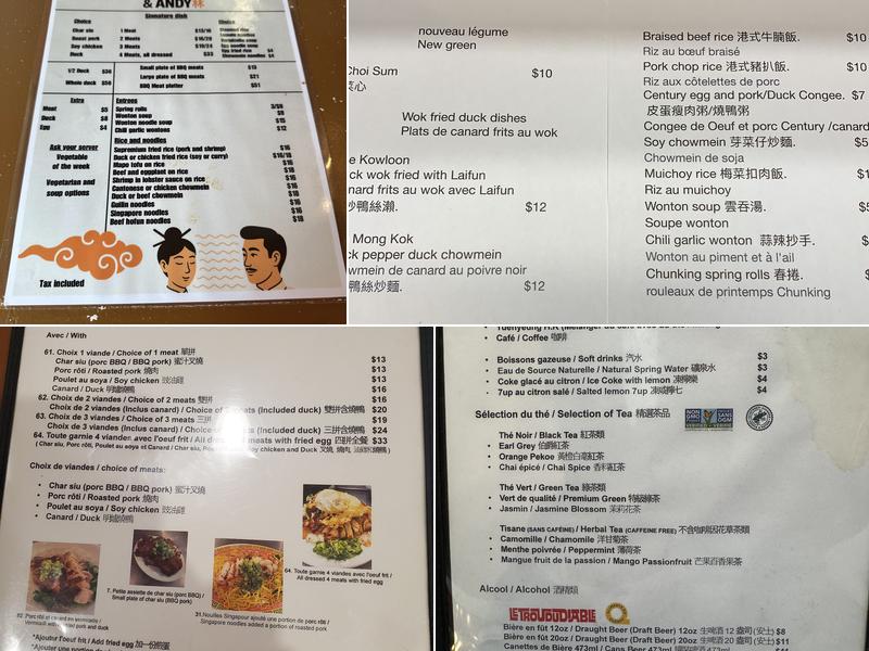 Restaurant Dobe & Andy Menu