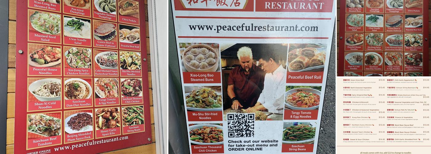Peaceful Restaurant Menu