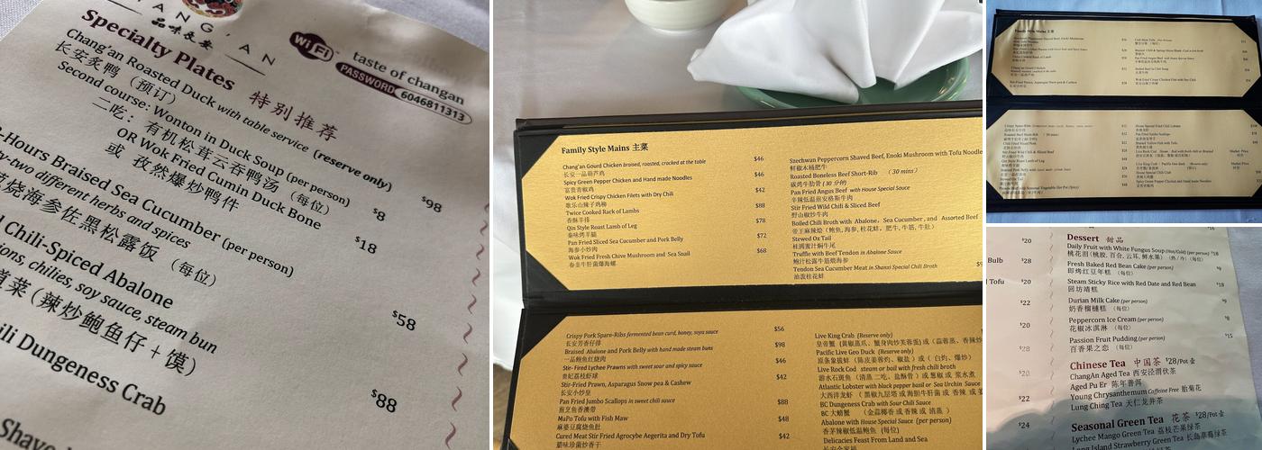 Chang 'An Menu