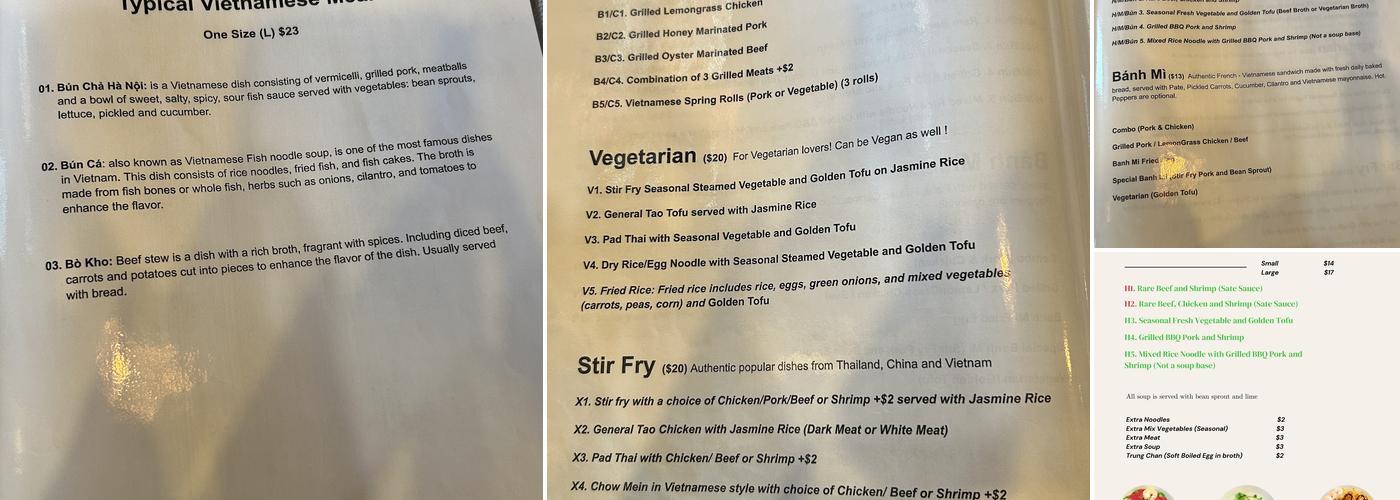 Crazy Pho You Menu