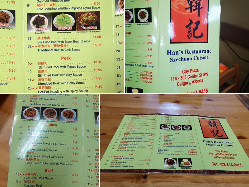 Han's Restaurant Menu