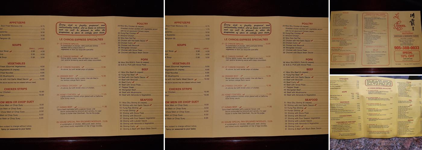 Le Chinois Express Menu