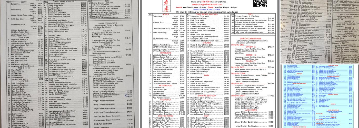 Spring Roll Restaurant Menu