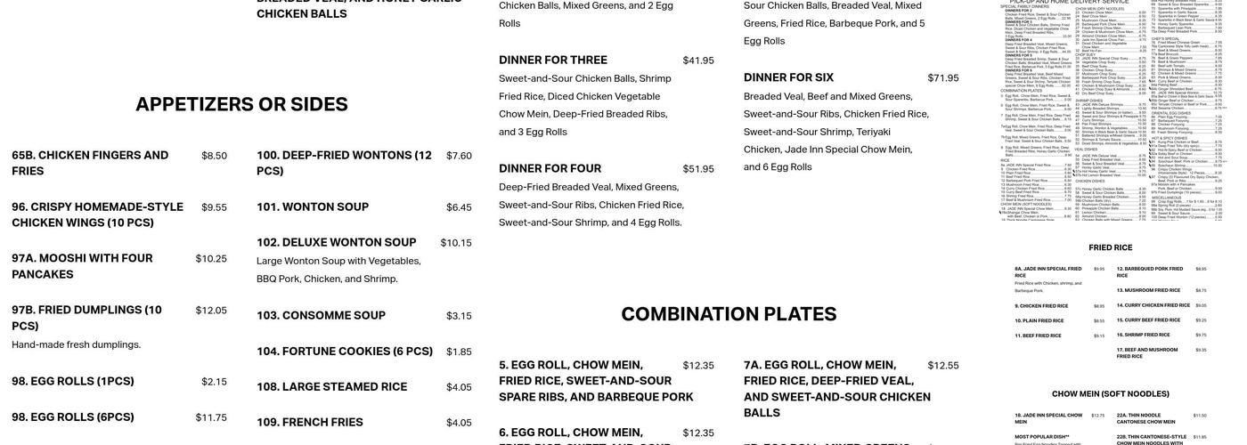 Jade Inn Menu