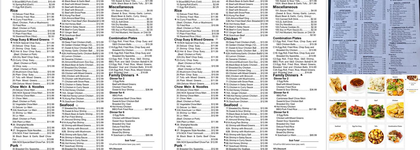 New China Kitchen Menu