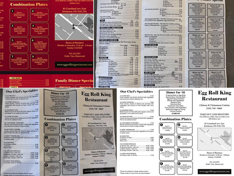 Egg Roll King Menu