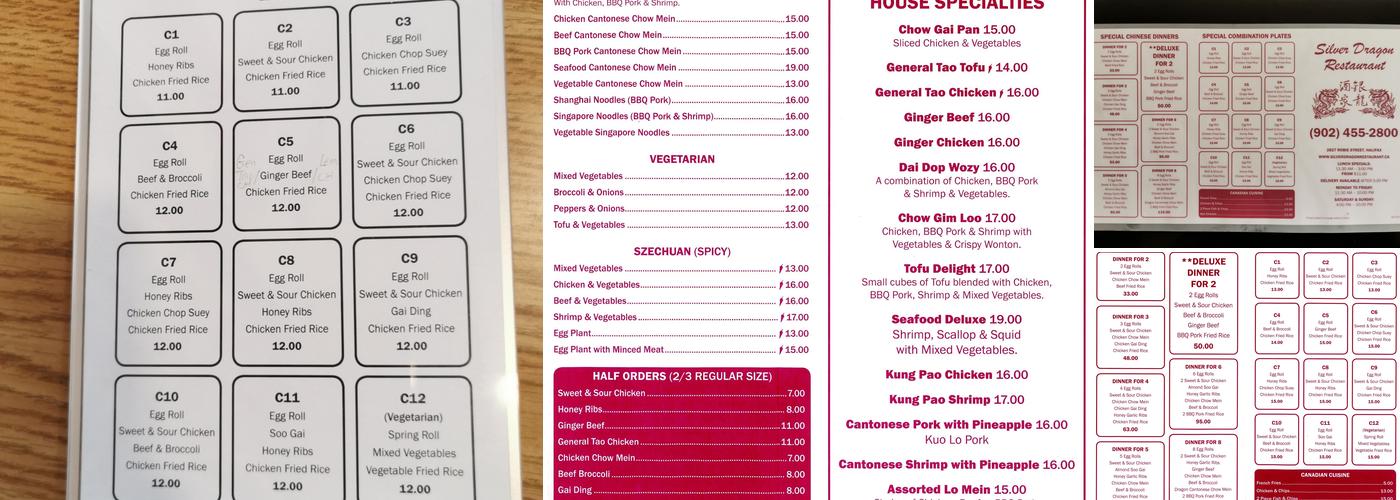 Silver Dragon Restaurant Menu