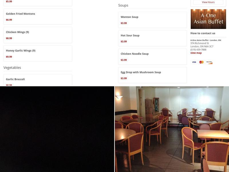 A-One Asian Buffet Menu