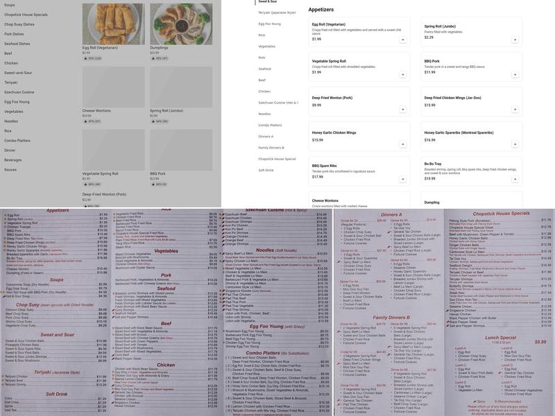 Chopstick House Menu