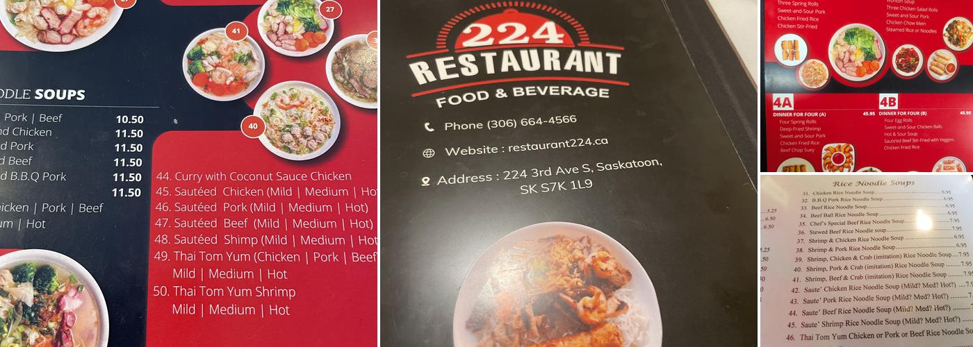Restaurant 224 Menu