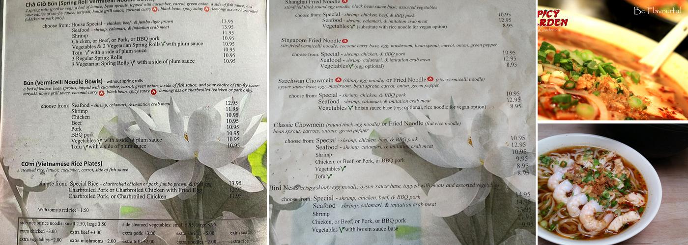 Spicy Garden Pho House Restaurant Menu