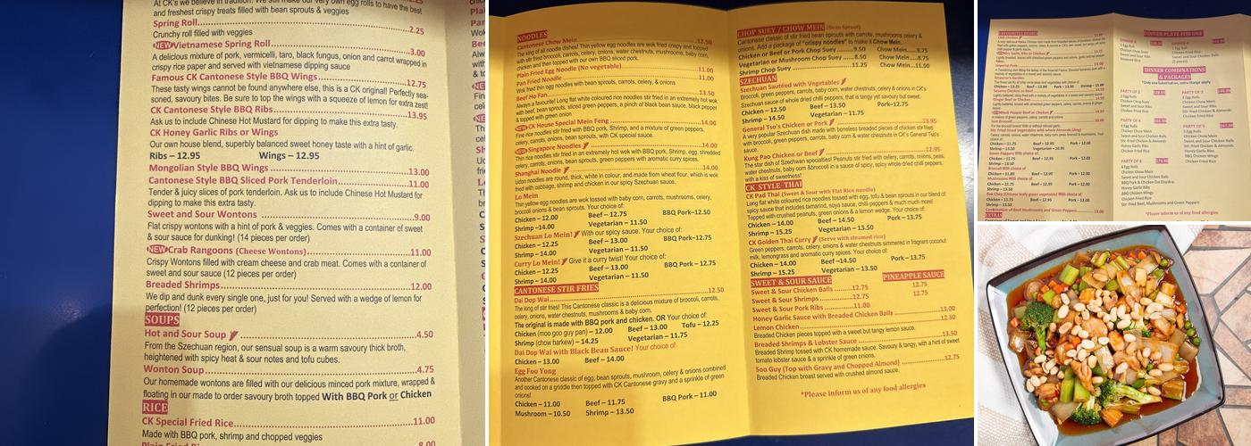 C K Chinese Food Menu