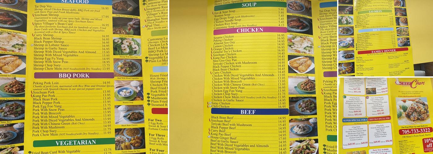 Chef Chan Menu