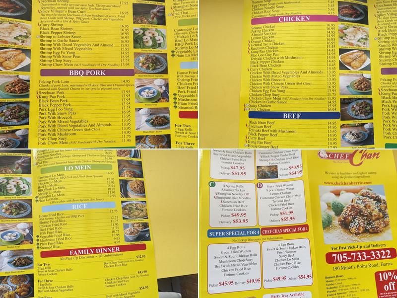 Chef Chan Menu