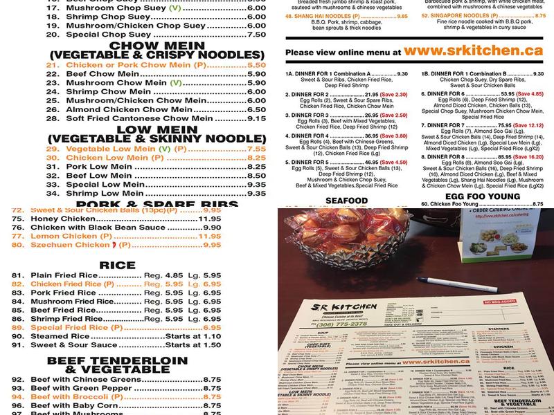 S R Kitchen Menu